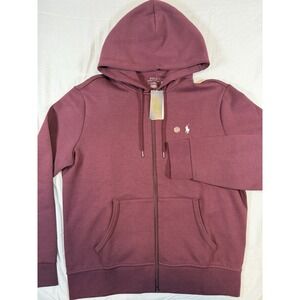 NWT Polo Ralph Lauren Full Zip Burgundy White Pony Men's Size Large $138